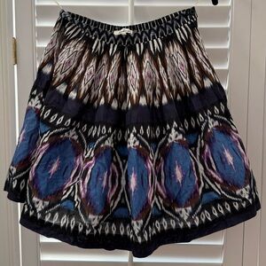 Patterned Blue Women's Skirt with crinoline- size small